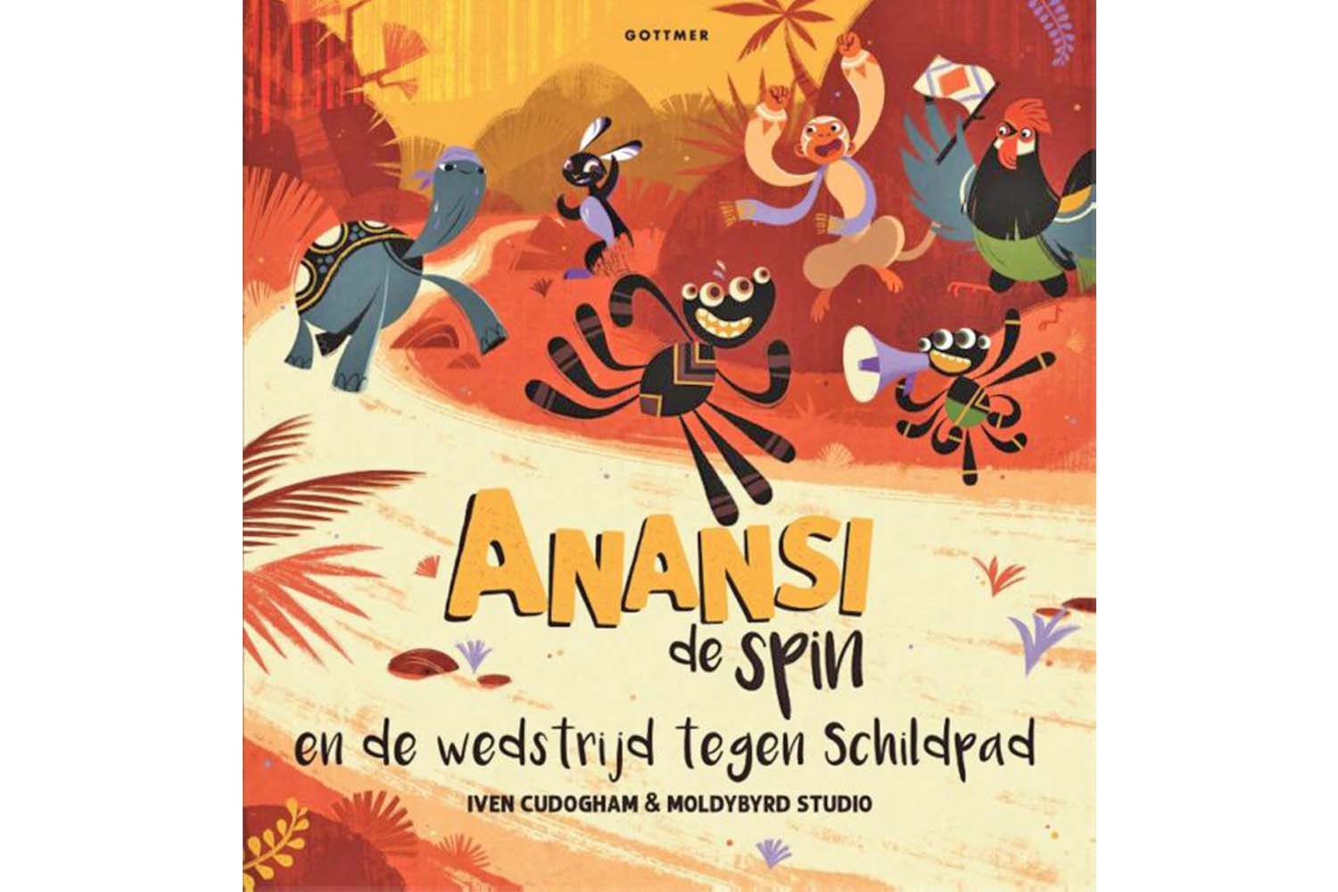 Boekcover Anansi de Spin en de wedstrijd tegen schildpad, boekenpakket 2025