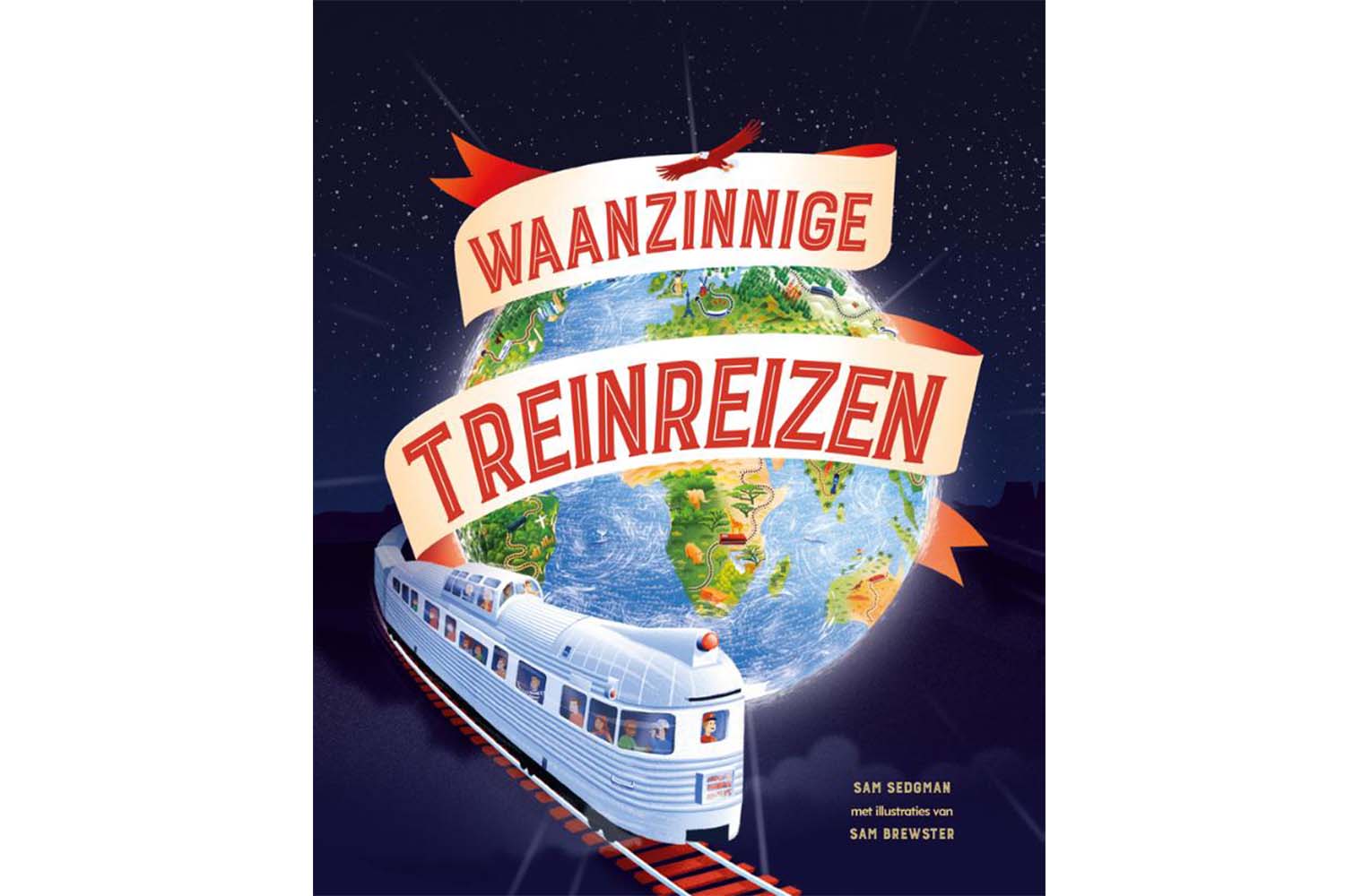 Boekcover Waanzinnige Treinreizen, Kinderboekenfeest 2025, Kunst Centraal
