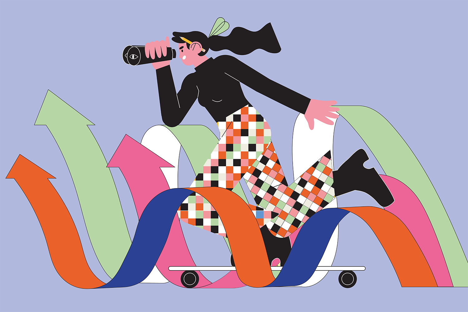 Post-hbo opleiding Cultuurbegeleider, illustratie persoon op skateboard